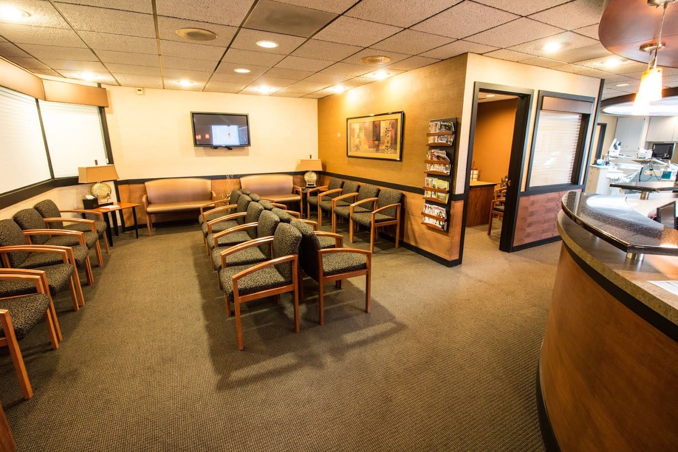 Ferri Orthodontics' Mt Pleasant office waiting room Modern and inviting Mt Pleasant orthodontic office waiting room, perfect for waiting clients.